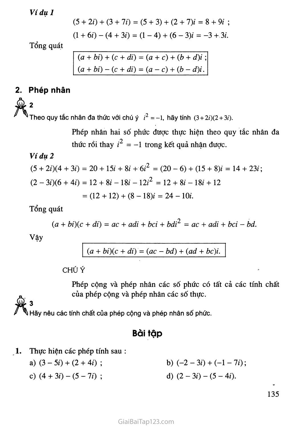 Bài 2. Cộng, trừ và nhân số phức trang 2