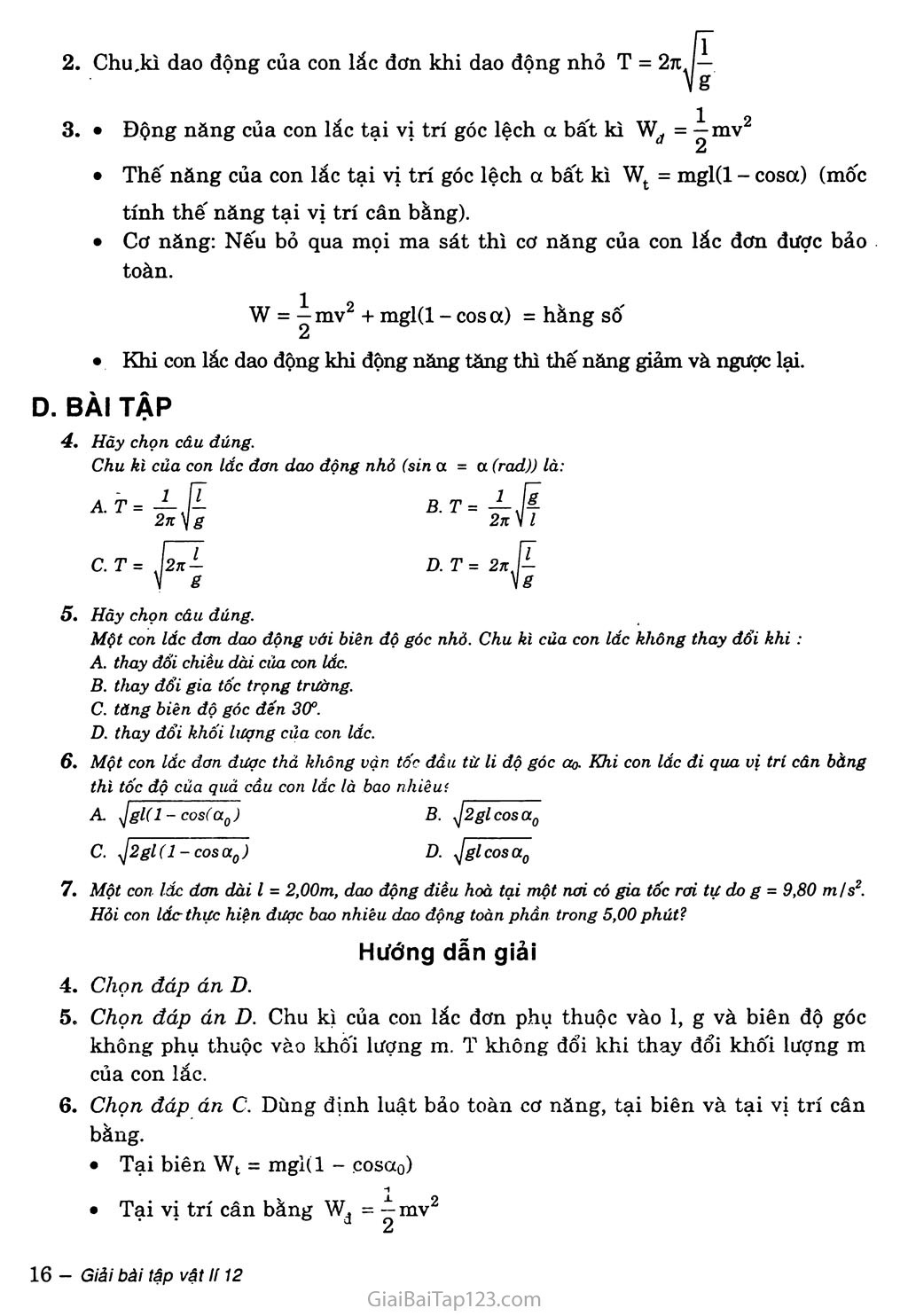 Bài 3: Con lắc đơn trang 4