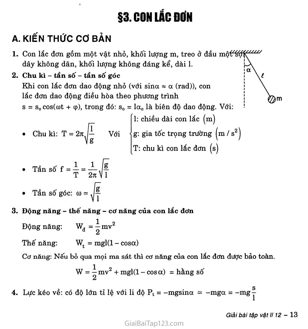 Bài 3: Con lắc đơn trang 1