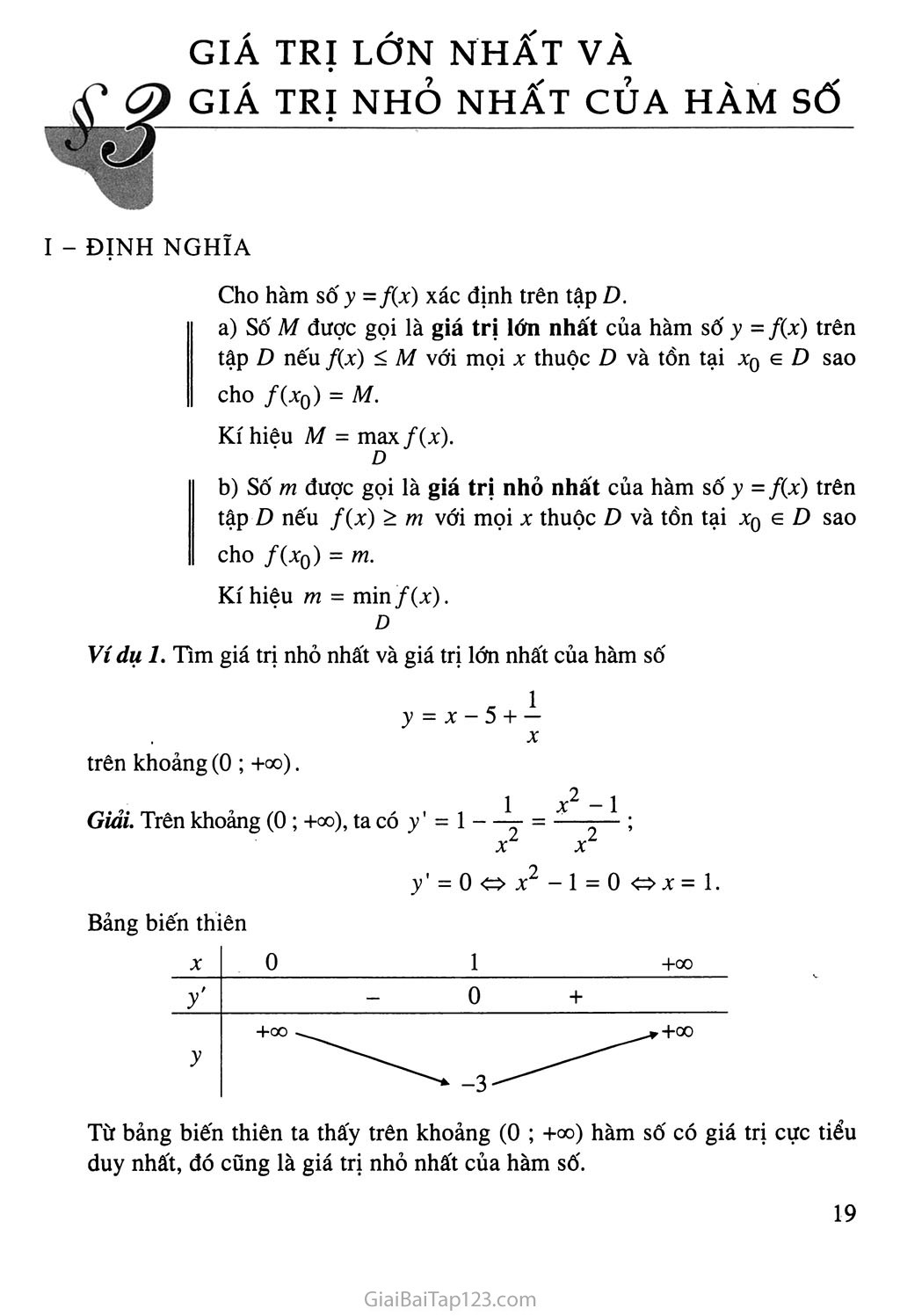 Bài 3. Giá trị lớn nhất và giá trị nhỏ nhất của hàm số - Bài đọc thêm: Cung lồi, cung lõm và điểm uốn trang 1