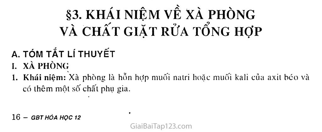 Bài 3: Khái niệm về xà phòng và chất giặt rửa tổng hợp trang 1