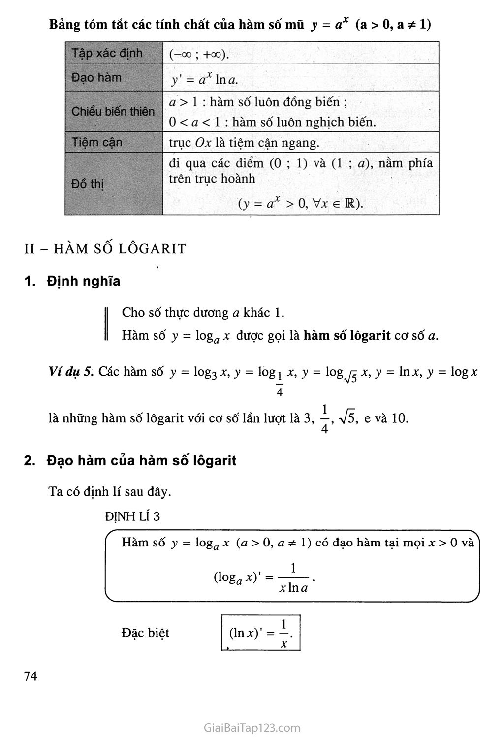 Bài 4. Hàm số mũ - Hàm số Lôgarit trang 5