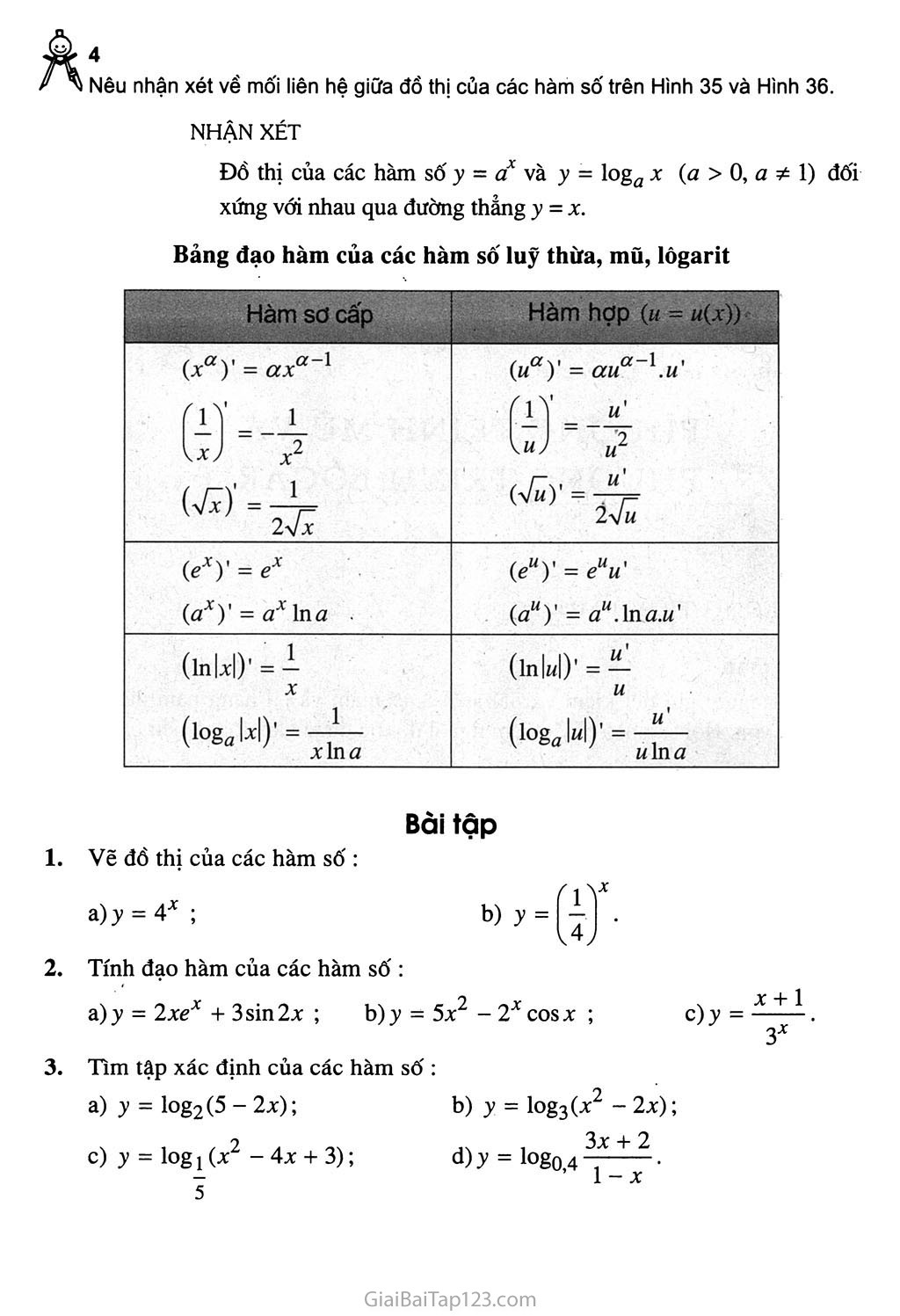 Bài 4. Hàm số mũ - Hàm số Lôgarit trang 8