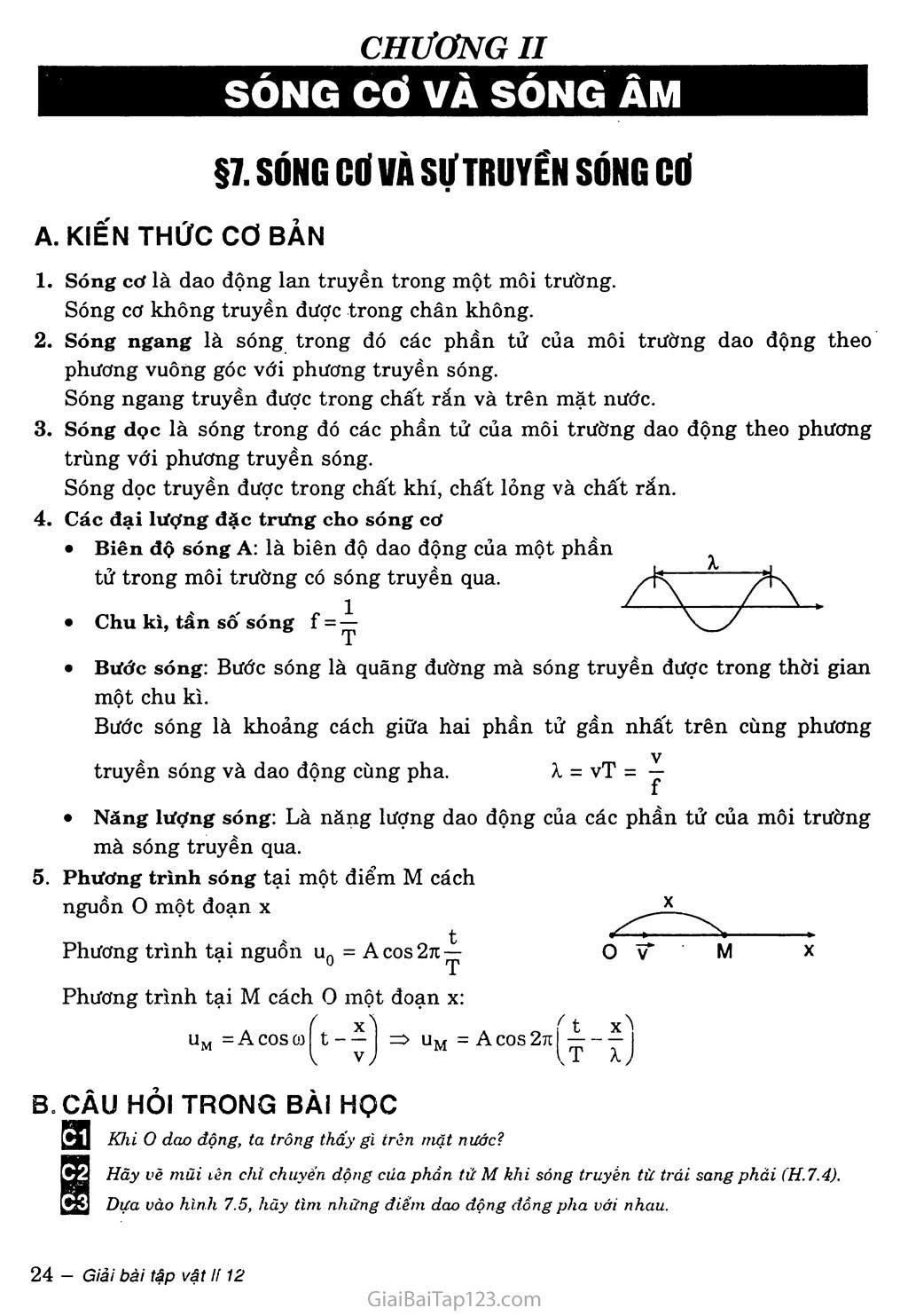 Bài 7: Sóng cơ và sự truyền sóng cơ trang 1