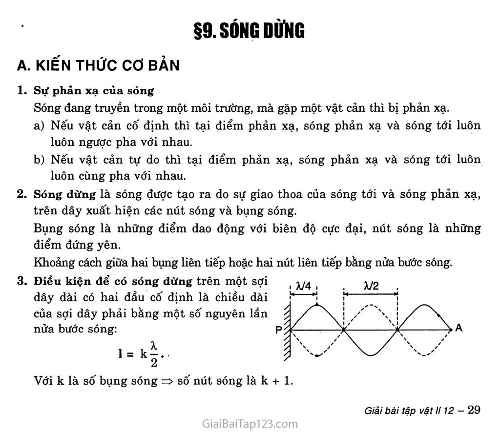 Bài 9: Sóng dừng trang 1