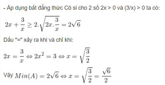 Áp dụng bất đẳng thức Cô - si, tìm GTLN - GTNN của biểu thức (2023 + Bài tập) (ảnh 1)