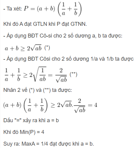 Áp dụng bất đẳng thức Cô - si, tìm GTLN - GTNN của biểu thức (2023 + Bài tập) (ảnh 1)