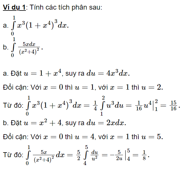 Phương pháp đổi biến số trong tích phân (2024)  (ảnh 1)