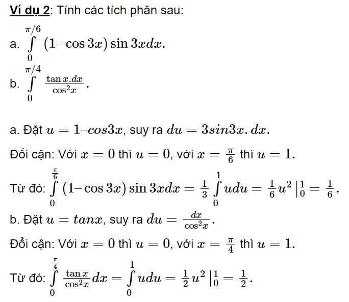 Phương pháp đổi biến số trong tích phân (2024)  (ảnh 1)