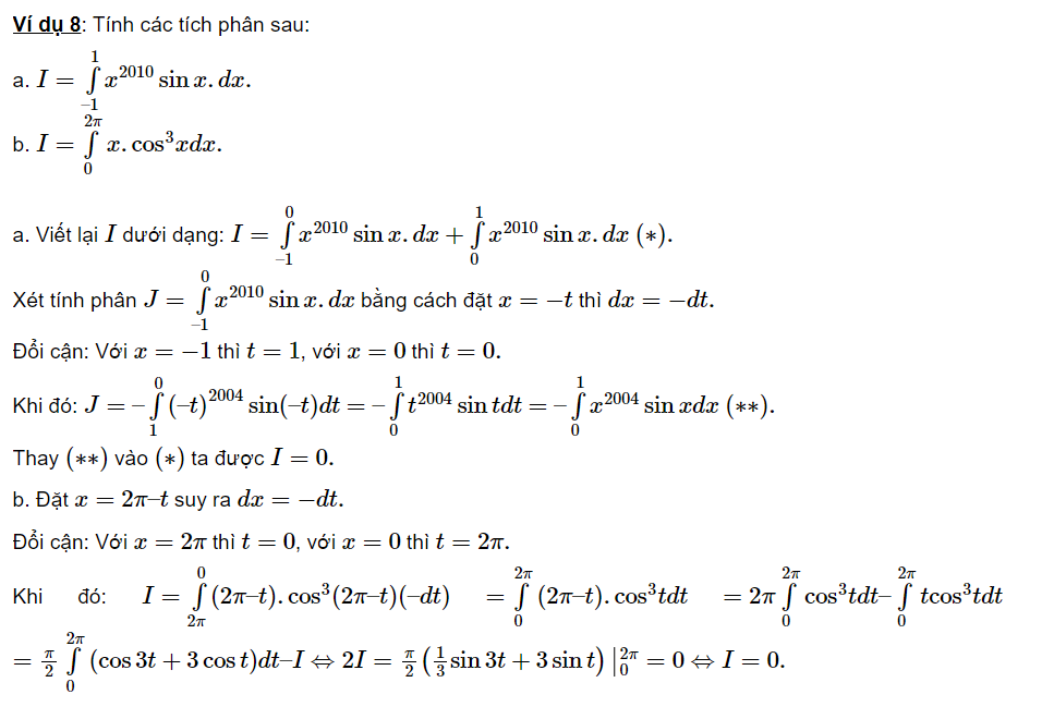 Phương pháp đổi biến số trong tích phân (2024)  (ảnh 1)