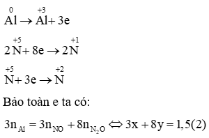 Cho 13,5 gam Al tác dụng vừa đủ với 2,2 lít dung dịch HNO3 thu được hỗn hợp khí NO (ảnh 1)