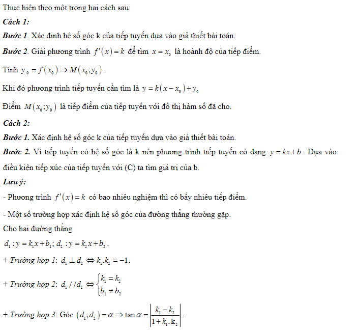 200 bài tập tiếp tuyến của đồ thị hàm số (VD + VDC) và cách giải (2023) có đáp án (ảnh 1)