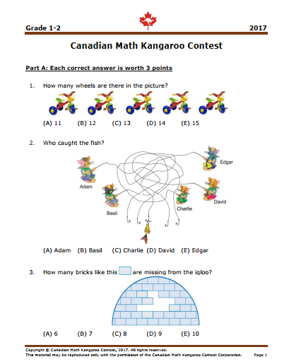 Đề thi Toán Kangaroo cấp độ 1 (Lớp 1, 2) có đán án | Đề thi IKMC cấp độ 1 (ảnh 1)