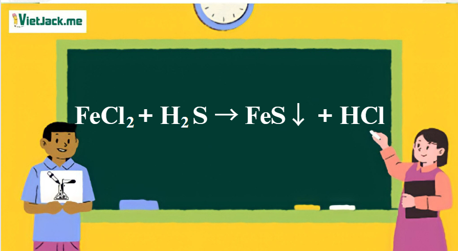 FeCl2 + H2S → FeS↓ + HCl | FeCl2 ra FeS | H2S ra FeS | H2S ra HCl (ảnh 1)