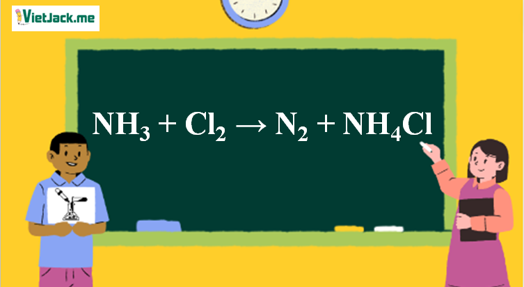 NH3 + Cl2 → N2 + NH4Cl | NH3 ra NH4Cl (ảnh 1)