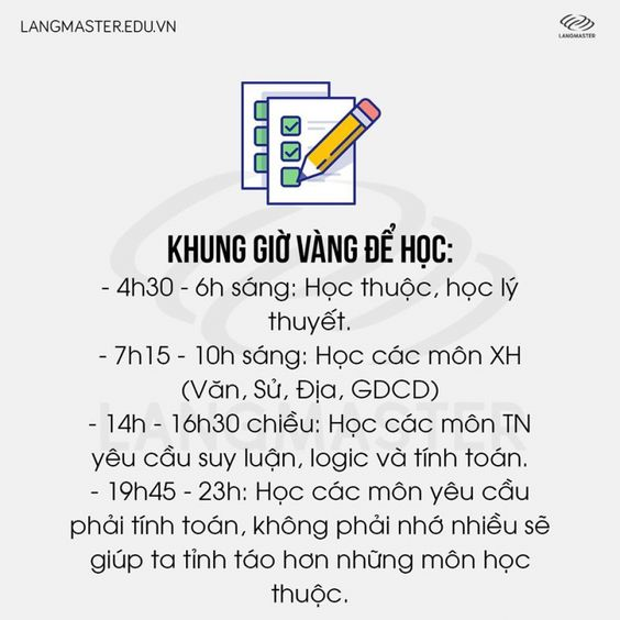 Lựa chọn thời điểm học bài phù hợp