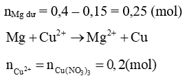 Cho 9,6 gam Mg vào dung dịch chứa 0,2 mol Cu(NO3)2 và 0,3 mol Fe(NO3)3 (ảnh 1)