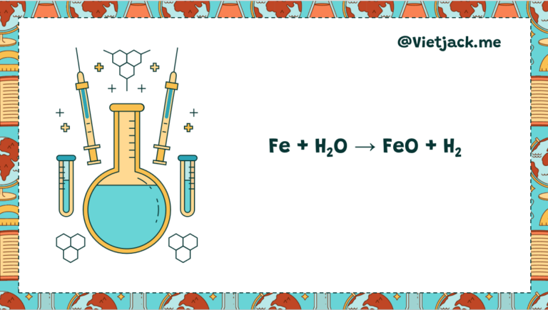 Fe + H2O → FeO + H2 ↑ | Fe ra FeO (ảnh 1)