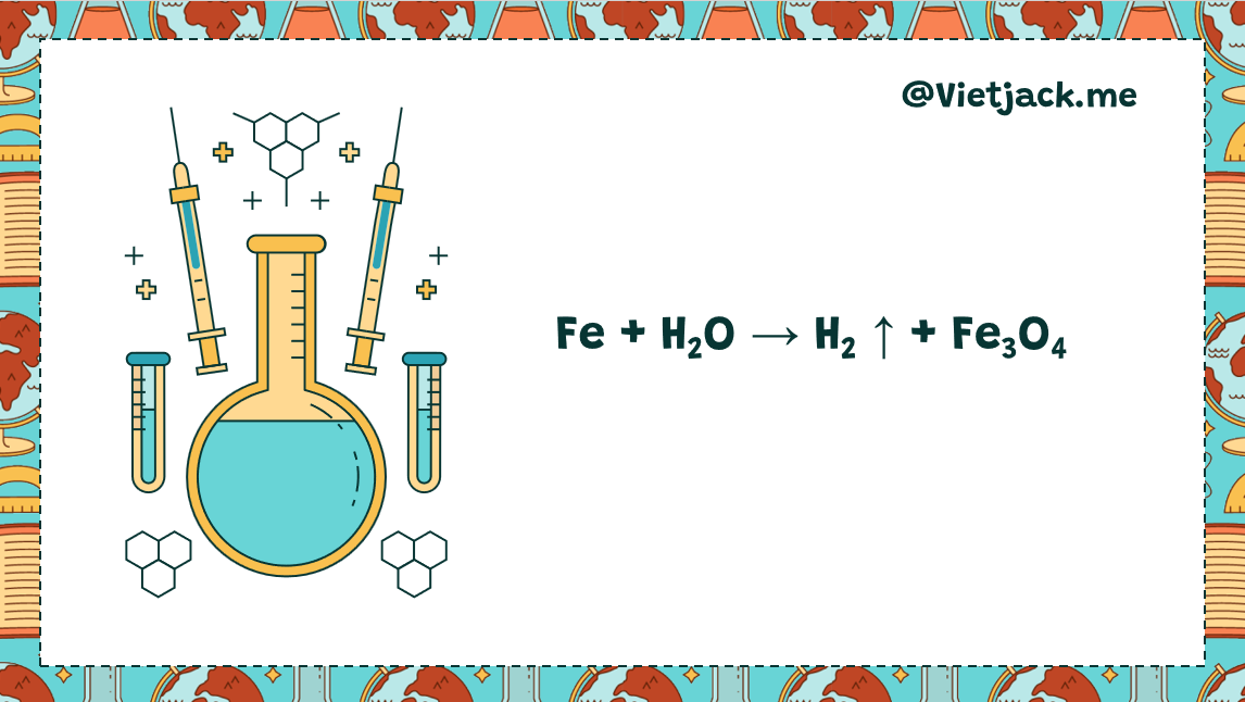 Fe + H2O → H2 ↑ + Fe3O4 | Fe ra Fe3O4 (ảnh 1)