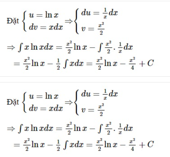Công thức nguyên hàm lnx, các dạng bài tập và cách giải  (ảnh 1)